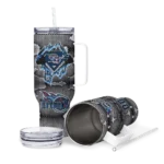 personalized tennessee titans superman shield navy gray curved tumbler best selling.webp