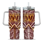 personalized washington commanders chevron angle burgundy curved tumbler best selling.webp