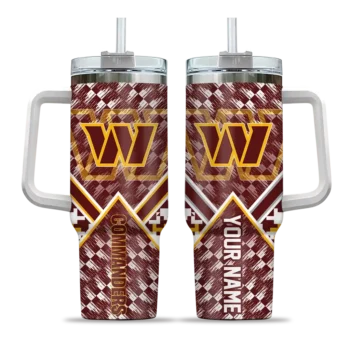 personalized washington commanders chevron angle burgundy curved tumbler best selling.webp