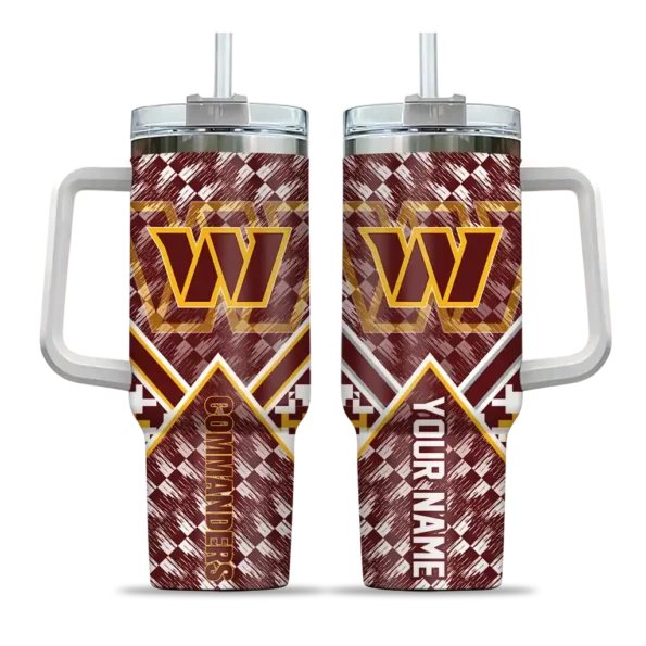 personalized washington commanders chevron angle burgundy curved tumbler best selling.webp
