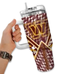 personalized washington commanders chevron angle burgundy curved tumbler best selling.webp