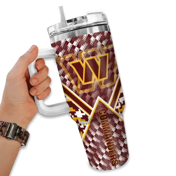 personalized washington commanders chevron angle burgundy curved tumbler fashion forward.webp
