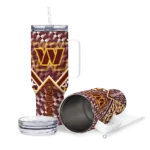 personalized washington commanders chevron angle burgundy curved tumbler best selling.webp