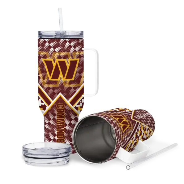 personalized washington commanders chevron angle burgundy curved tumbler high quality.webp
