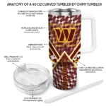 personalized washington commanders chevron angle burgundy curved tumbler best selling.webp