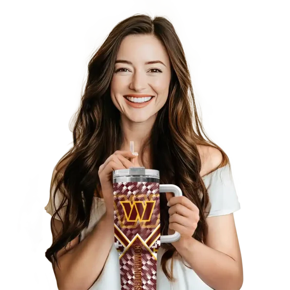 personalized washington commanders chevron angle burgundy curved tumbler premium grade.webp
