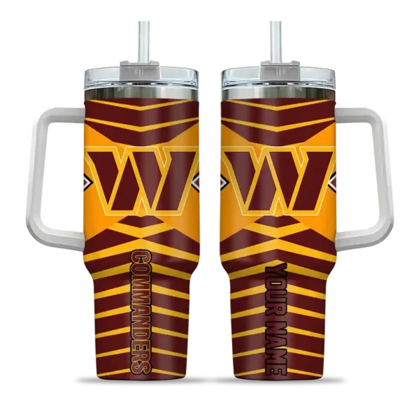 personalized washington commanders chevron layers burgundy curved tumbler best selling.webp