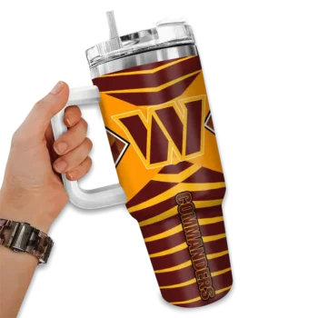 personalized washington commanders chevron layers burgundy curved tumbler fashion forward.webp