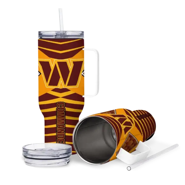personalized washington commanders chevron layers burgundy curved tumbler high quality.webp