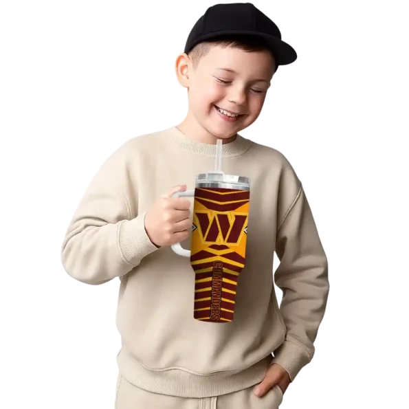 personalized washington commanders chevron layers burgundy curved tumbler latest model.webp