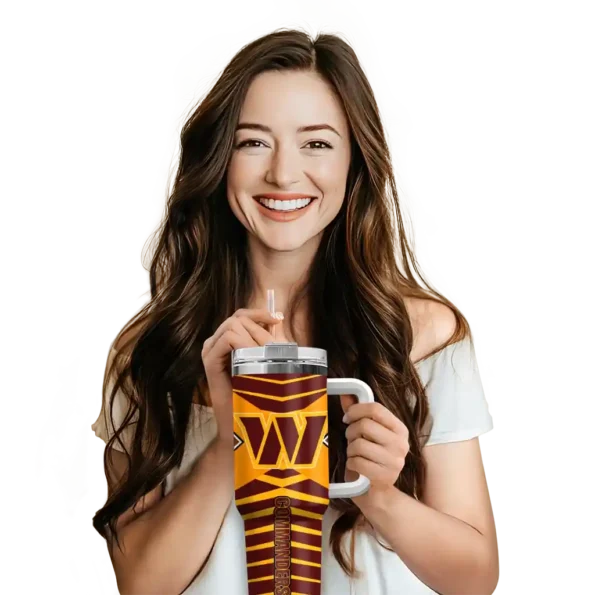 personalized washington commanders chevron layers burgundy curved tumbler premium grade.webp