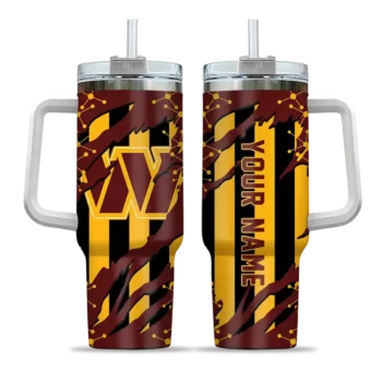 personalized washington commanders claw cut burgundy black curved tumbler best selling.webp