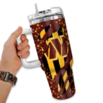 personalized washington commanders claw cut burgundy black curved tumbler best selling.webp