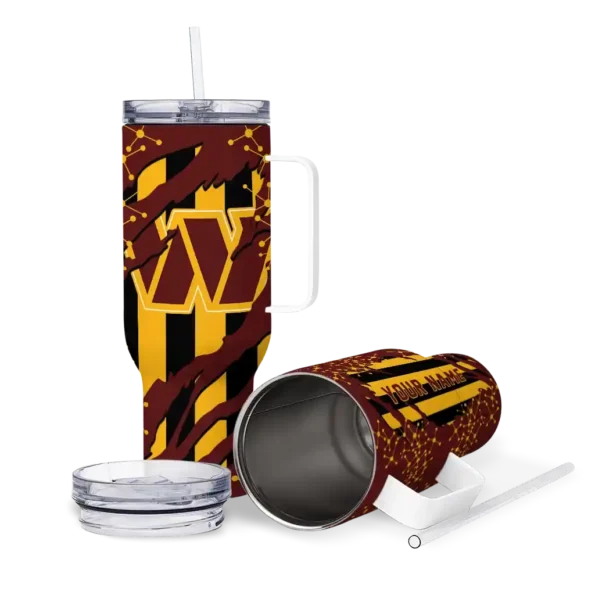 personalized washington commanders claw cut burgundy black curved tumbler high quality.webp