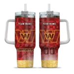 personalized washington commanders geometric prism burgundy curved tumbler best selling.webp