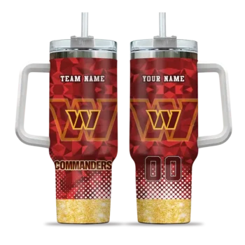 personalized washington commanders geometric prism burgundy curved tumbler best selling.webp
