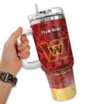 personalized washington commanders geometric prism burgundy curved tumbler best selling.webp