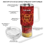 personalized washington commanders geometric prism burgundy curved tumbler best selling.webp