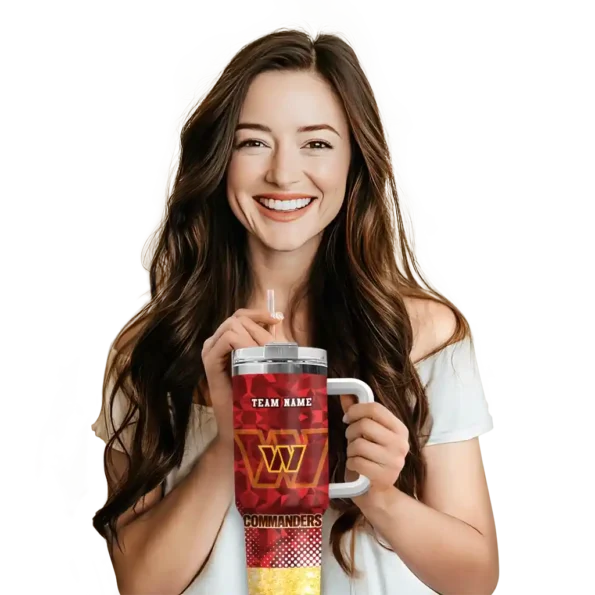personalized washington commanders geometric prism burgundy curved tumbler premium grade.webp