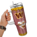 personalized washington commanders heart helmet motif burgundy curved tumbler best selling.webp