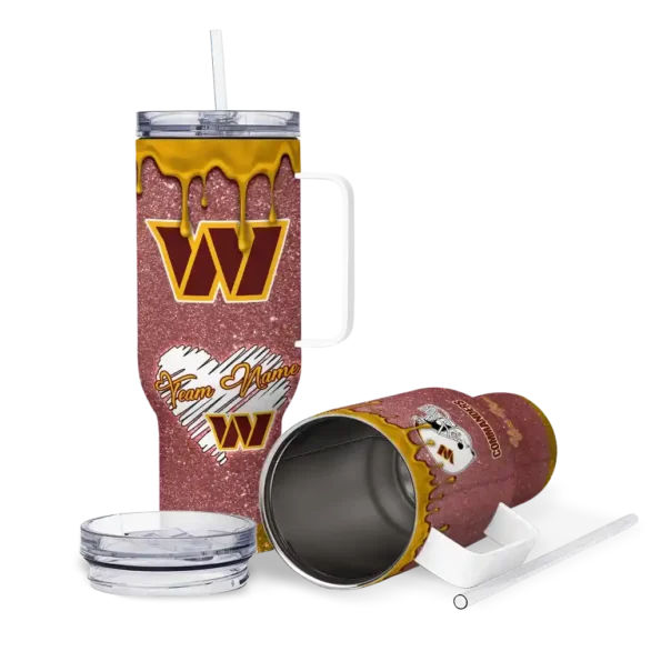 personalized washington commanders heart helmet motif burgundy curved tumbler high quality.webp