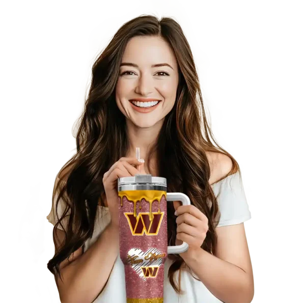 personalized washington commanders heart helmet motif burgundy curved tumbler premium grade.webp