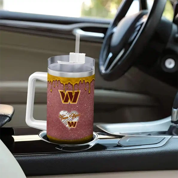 personalized washington commanders heart helmet motif burgundy curved tumbler trendy.webp