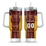 personalized washington commanders hexagon armor burgundy curved tumbler best selling.webp