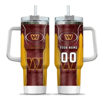 personalized washington commanders hexagon armor burgundy curved tumbler best selling.webp