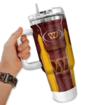personalized washington commanders hexagon armor burgundy curved tumbler best selling.webp