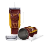 personalized washington commanders hexagon armor burgundy curved tumbler best selling.webp
