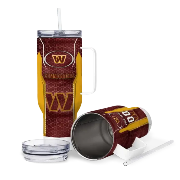personalized washington commanders hexagon armor burgundy curved tumbler high quality.webp