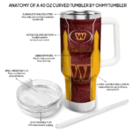 personalized washington commanders hexagon armor burgundy curved tumbler best selling.webp