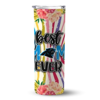 Carolina Panthers Flower Cluster Skinny Tumbler