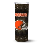 cleveland-browns-radiant-glitter-brown-skinny-tumbler-best-selling.webp