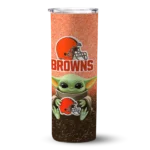 cleveland-browns-yoda-smile-brown-skinny-tumbler-best-selling.webp