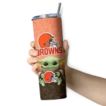 cleveland-browns-yoda-smile-brown-skinny-tumbler-best-selling.webp