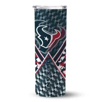 Houston Texans Skinny Tumbler - Custom Monogram Burst Blue White