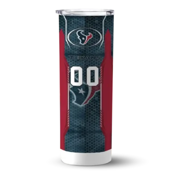 Houston Texans Skinny Tumbler - Custom Stacked Diamond Blue