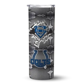 Indianapolis Colts Skinny Tumbler - Custom Chevron V Blue Gray
