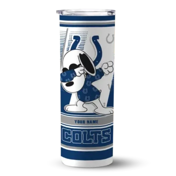 Indianapolis Colts Skinny Tumbler - Custom Snoopy Dog Blue White