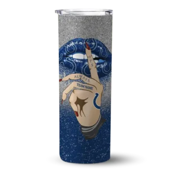 Indianapolis Colts Skinny Tumbler - Custom Sparkle Lips Blue