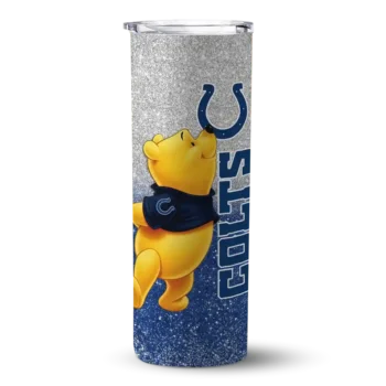 Indianapolis Colts Skinny Tumbler - Custom Winnie the Pooh Blue Gray
