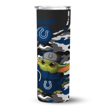 Indianapolis Colts Skinny Tumbler - Custom Yoda Camo Blue Black