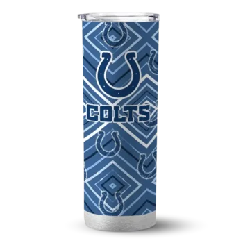 Indianapolis Colts Skinny Tumbler - Custom Zipper Leopard Blue