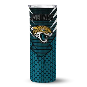 Jacksonville Jaguars Skinny Tumbler - Custom Chevron Stripes Teal