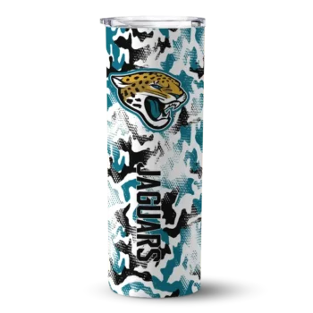 Jacksonville Jaguars Skinny Tumbler - Custom Claw Marks Teal White