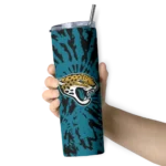 custom-jacksonville-jaguars-metallic-grid-teal-skinny-tumbler-best-selling.webp