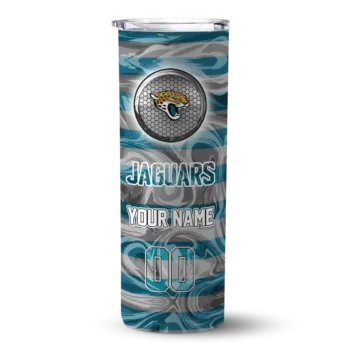 Jacksonville Jaguars Skinny Tumbler - Custom Patterned Waves Teal