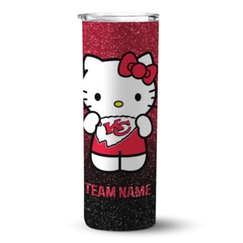 Kansas City Chiefs Skinny Tumbler - Custom Hello Kitty Red Black